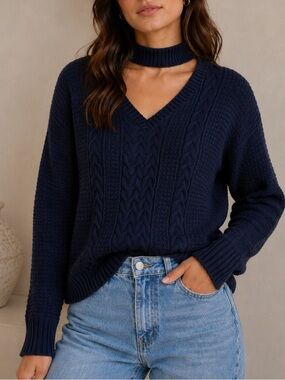 Navy V Neck Sweater